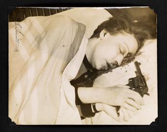 (CRIME) Album containing 51 gruesome photographs of crime scenes by Dr. Edward E. Smith, Coroner